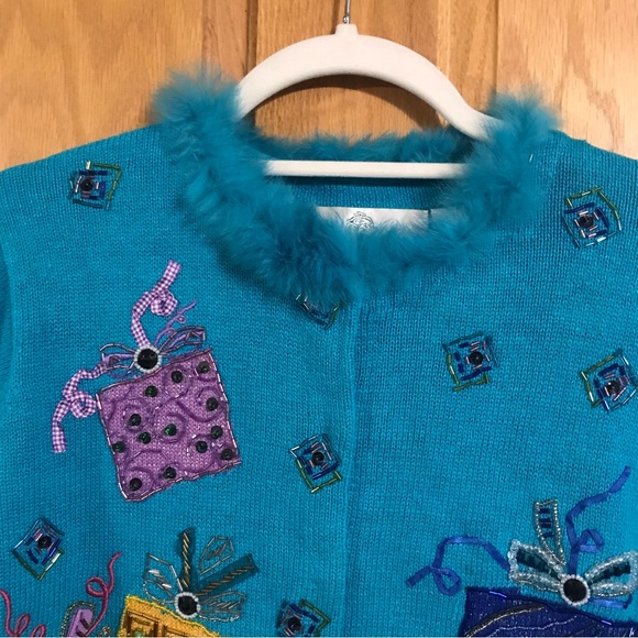Vintage Design Options by Philip&Jane Gordon Christmas/holiday sweater cardigan - Picture 3 of 8